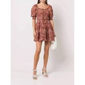 Ulla Johnson Mini Dress Juniper Puff Sleeve Floral Smocked Size 14 $375 Bohemian